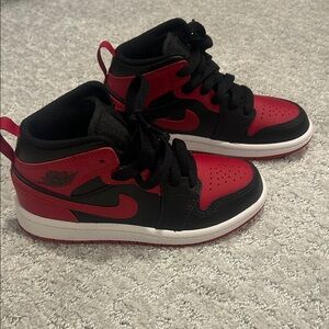 Brand New Kids Nike Air Jordan Mid Black and Red Sneakers
